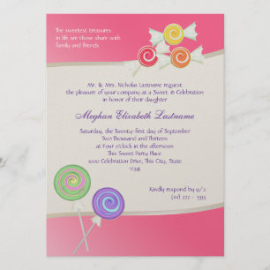 Candy Sweet Sixteen Birthday Watermelon Dark Pink Invitation