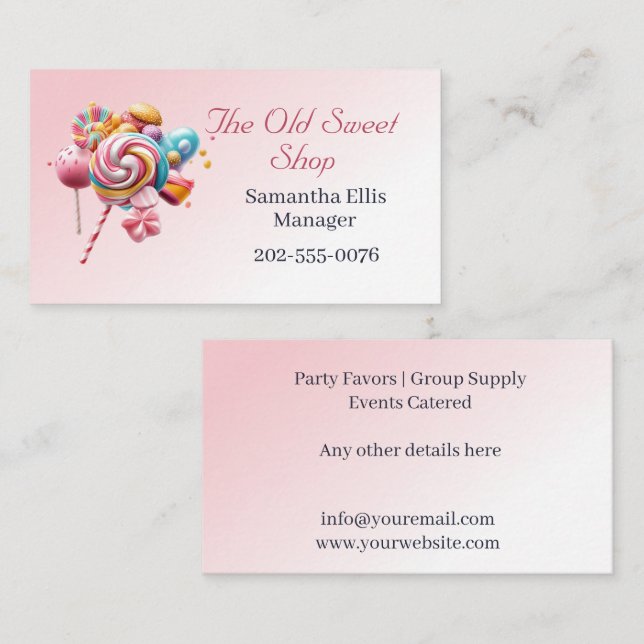 Candy Sweet Store Party Favor Business Card (Front/Back)