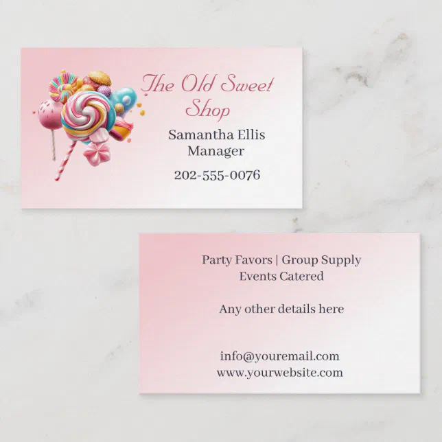 Candy Sweet Store Party Favor Business Card Zazzle