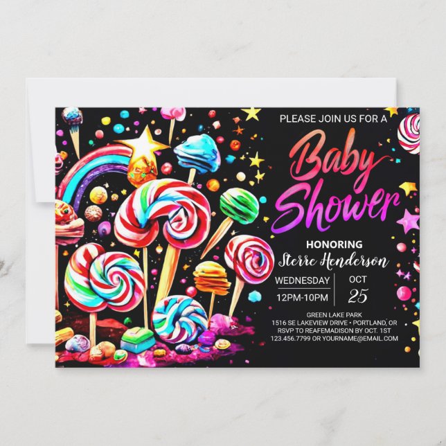 Candy Sweet Wonderland Baby Shower Invitation (Front)
