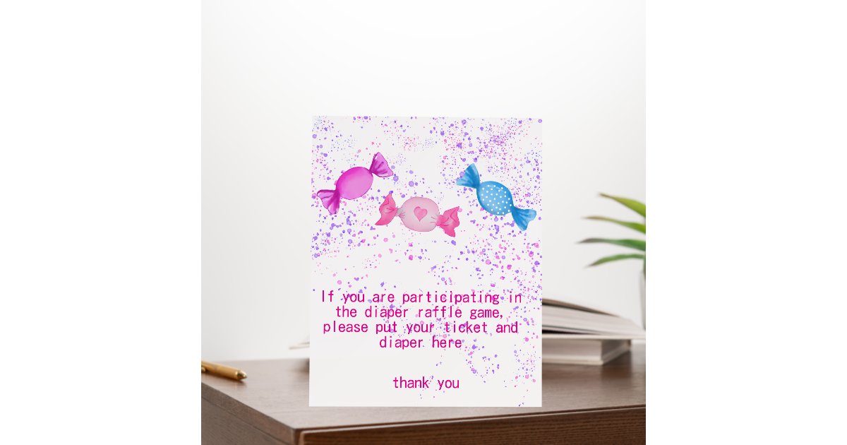 Candy Raffle Sign Candy Sweets Baby Shower Diaper Raffle Game Sign | Zazzle