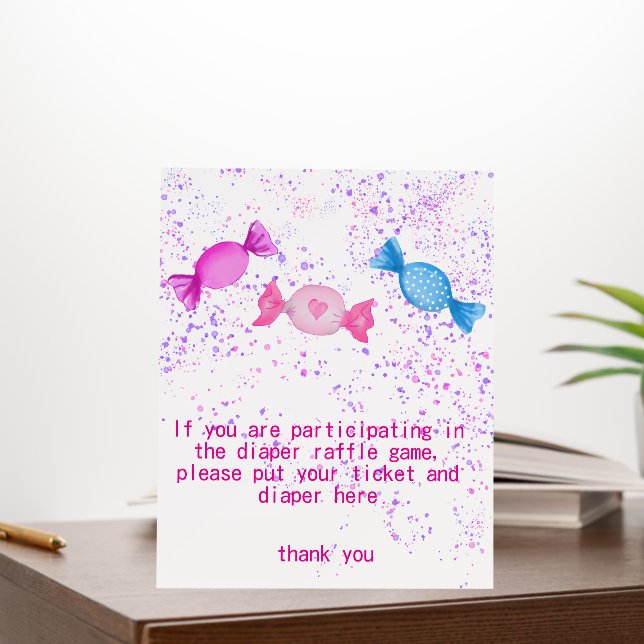 Candy Sweets Baby Shower Diaper Raffle Game Sign (In Situ (Office))