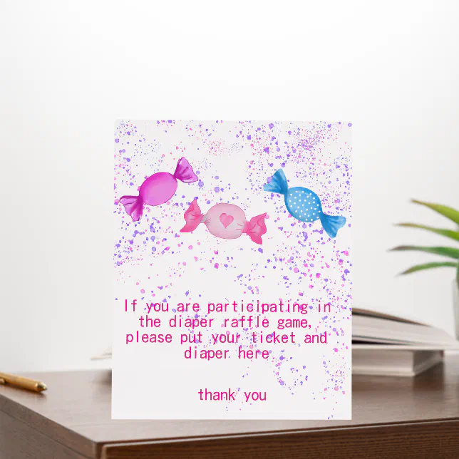 Candy Raffle Sign Candy Sweets Baby Shower Diaper Raffle Game Sign | Zazzle