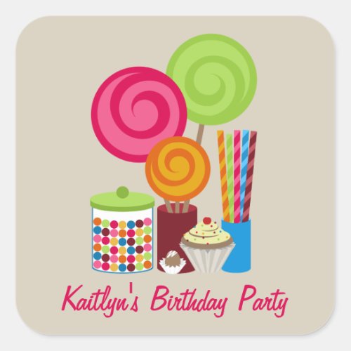 Candy  Sweets Birthday Party Sticker