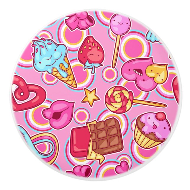 Candy Sweets Girls Room Ceramic Knob (Front)