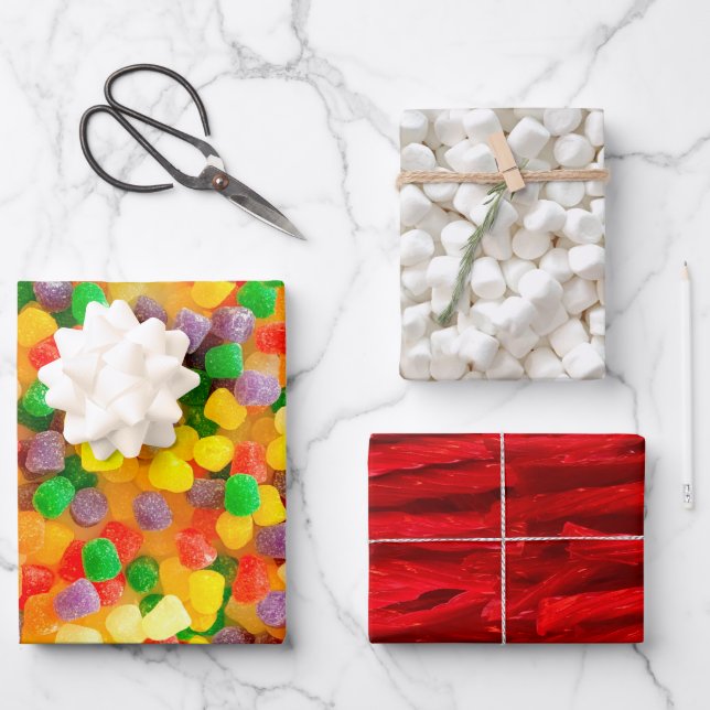Candy Sweets Marshmallow Gumdrop Wrapping Papers Wrapping Paper Sheets (Front)