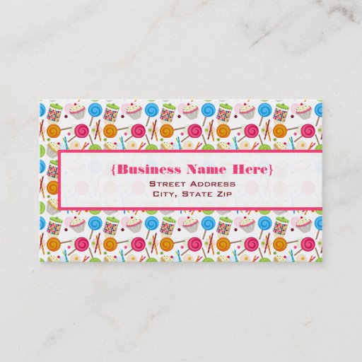 Customizable Candy &amp; Sweets Pattern Business Card