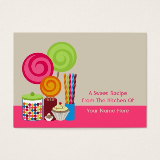 Customizable Candy &amp; Sweets Recipe Cards Business Card Templates