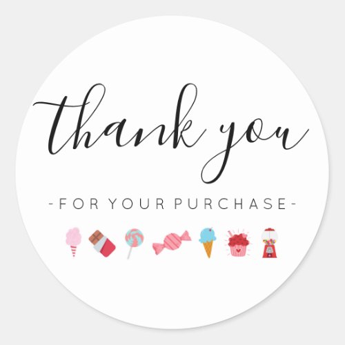 Candy Sweets Thank You for Your Purchase Classic Round Sticker