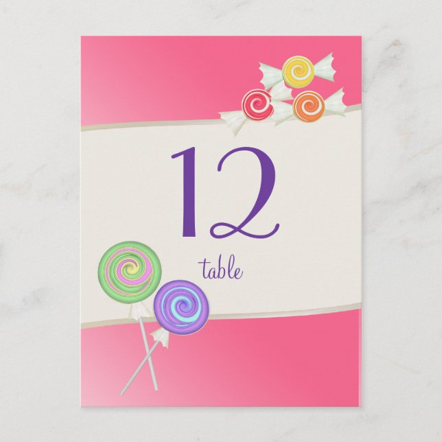 Candy Table Number Watermelon Pink (Front)