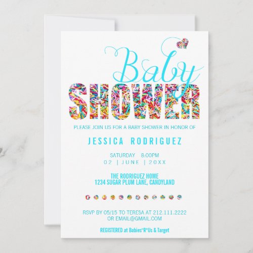 Candy Theme Baby Shower Party Its a Boy Invitation