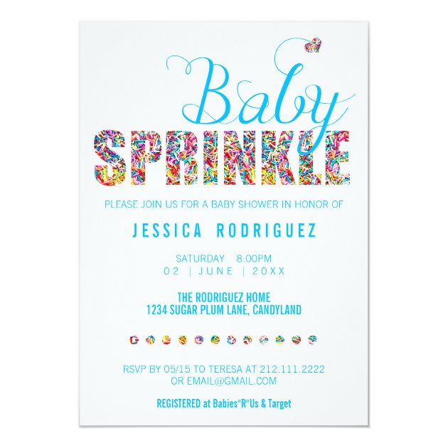 Candy Theme Baby SPRINKLE Shower Boy Invitation