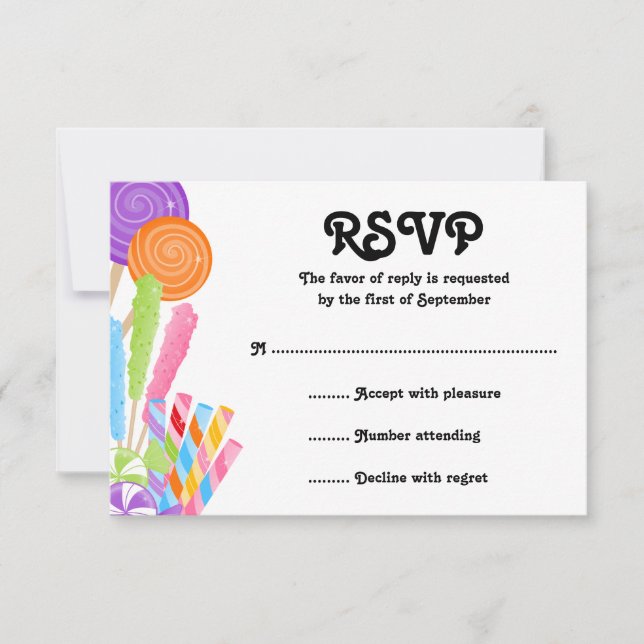Candy Theme Bat Mitzvah Response Card (Front)