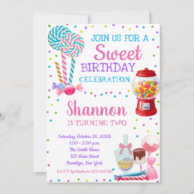Candy Theme Candyland Birthday Party Invitation (Front)