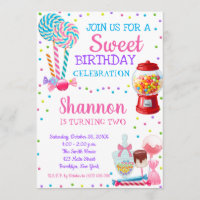 Candy Theme Candyland Birthday Party Invitation