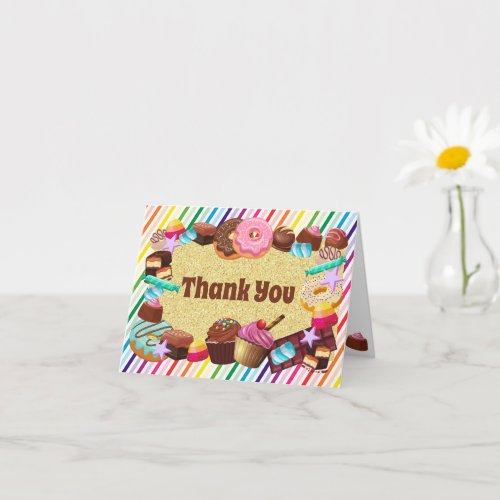 Candy theme chocolate food donuts rainbow part card