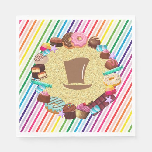 Candy theme chocolate food donuts rainbow part napkins