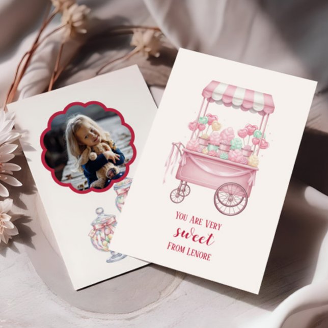 Candy Theme Kids Valentine Photo Card,  Note Card (Creator Uploaded)