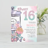 Candy Theme Sweet 16 Birthday Invitation (Standing Front)