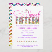 Candy Theme SWEET Fifteen 15 Birthday Invitation (Front/Back)
