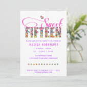 Candy Theme SWEET Fifteen 15 Birthday Invitation (Standing Front)