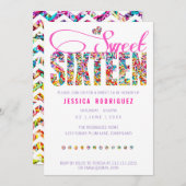 Candy Theme Sweet Sixteen Birthday Invitation (Front/Back)