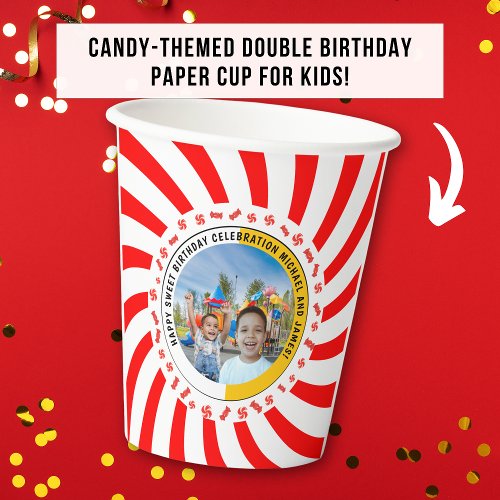 Candy Themed Double Birthday Celebration Paper Cups