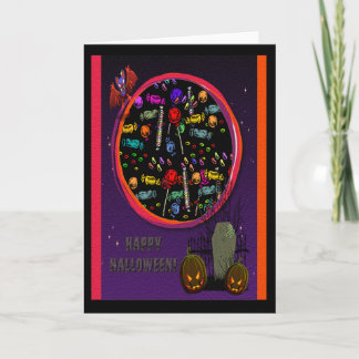 Candy, Tombstone and Jack o' Lanterns Card