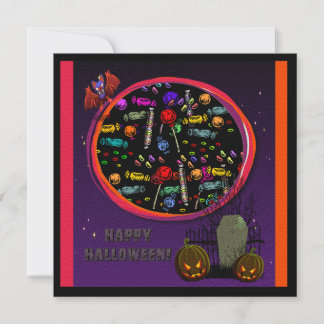 Candy, Tombstone and Jack o' Lanterns Invitation