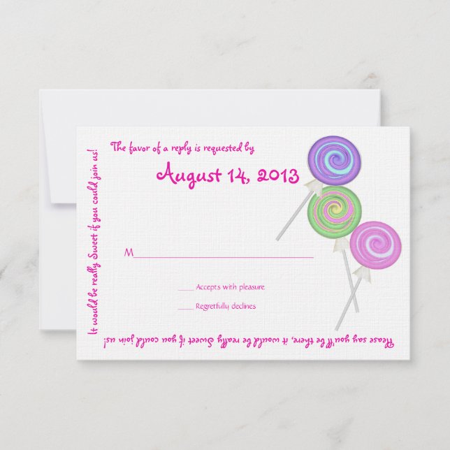 Candy Treasures Message Text Response Card (Front)