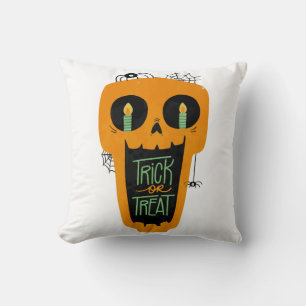 Candy Trick or Treat Funny Pumpkin Halloween boys Throw Pillow