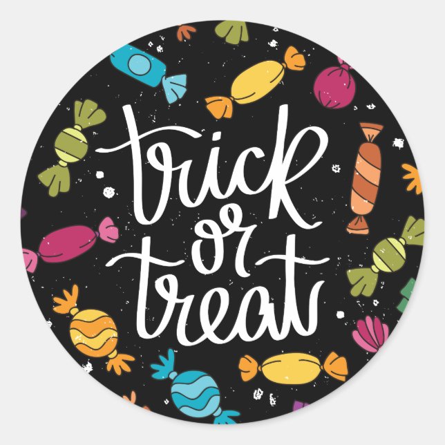 Candy Trick Or Treat Halloween Classic Round Sticker (Front)