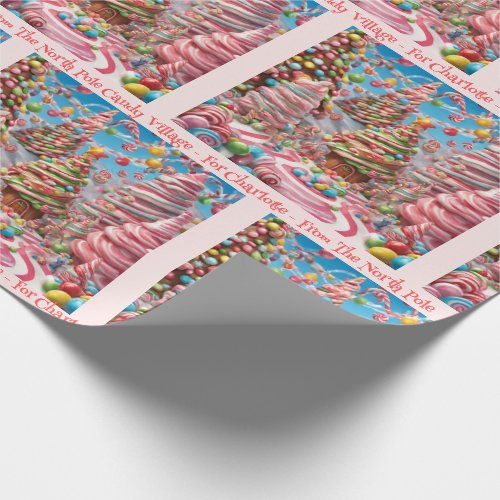 Candy Village Add Girls Name Pink Christmas Wrapping Paper