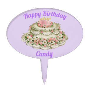 CANDY ~ VINTAGE BIRTHDAY CAKE ~ TOPPER
