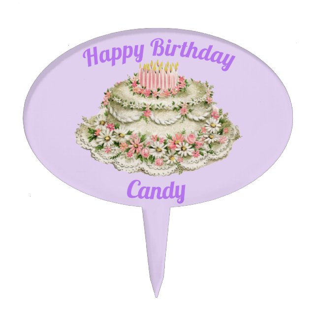 CANDY ~ VINTAGE BIRTHDAY CAKE ~ TOPPER (Front)