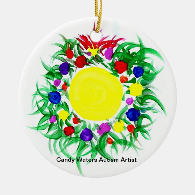 Candy Waters Autism Artist Ceramic Ornament (Front)