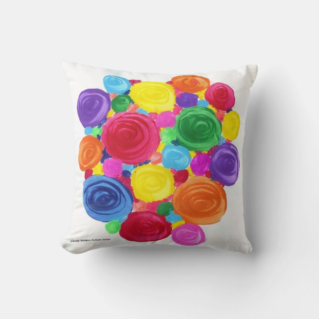 Candy Waters Autism Artist Throw Pillow (Front)