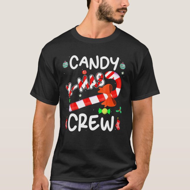 Candy X Mas Crew Funny Christmas Candy Love X mas T-Shirt (Front)
