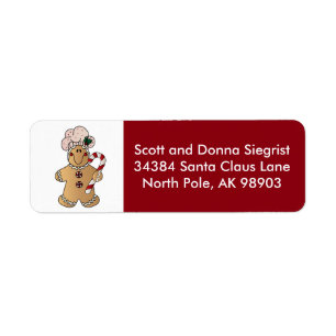 Candycane Gingerbread Man Christmas Label
