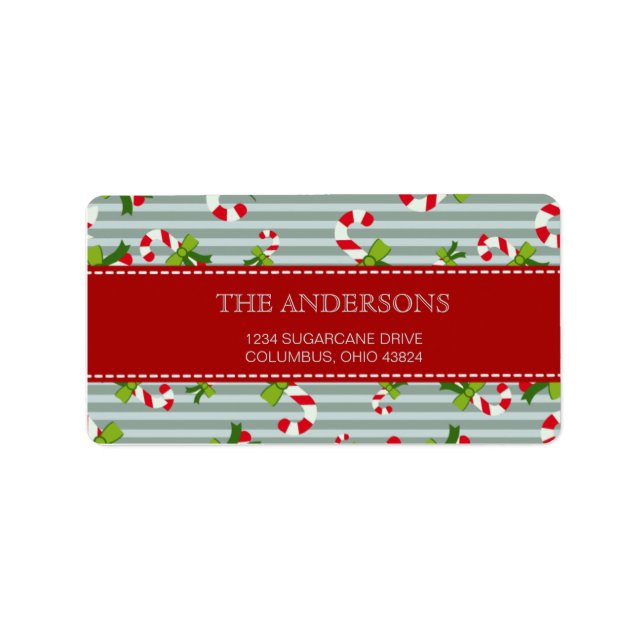 Candycane pattern blue return address labels (Front)