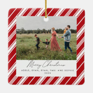 Candycane Stripe Merry Chhristmas Ceramic Ornament