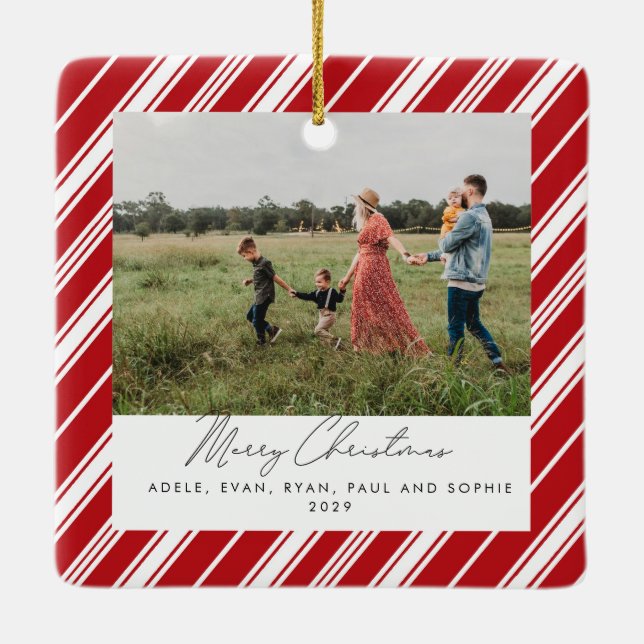 Candycane Stripe Merry Chhristmas Ceramic Ornament (Back)