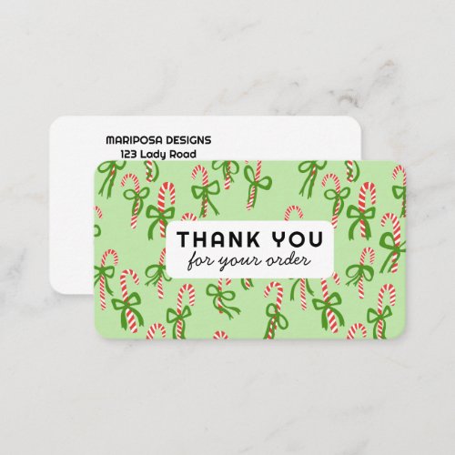 Candycanes Customer Order Thank You QR Code Social Business Card