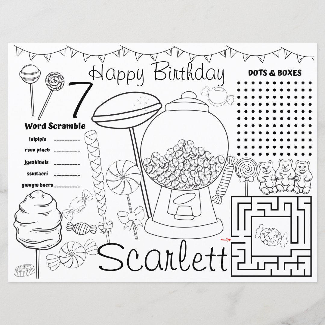 Candyland activity sheets, candyland placemats Zazzle