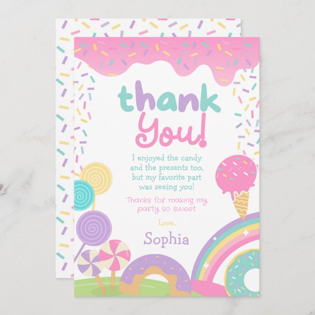 Candyland and Ice Cream Fully Customizable Invitation (Front/Back)