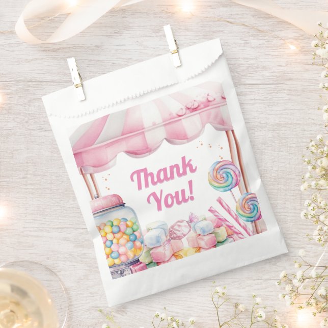 Candyland Baby Shower Girl Pink Favor Bag (Clipped)