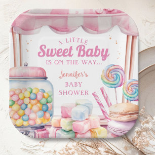 Candyland Baby Shower Pink Girl Paper Plates
