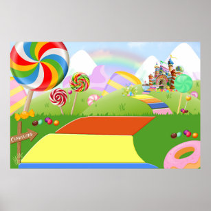 Candyland Backdrop, Candyland Party Backdrop Poster