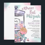 Candyland Bat Mitzvah Invitation<br><div class="desc">Candyland Candy Lollipop Candy Jar Gumballs Watercolor Glitter Bat Mitzvah Invitation

// MATCHING RSVP CARD IN SHOP //</div>