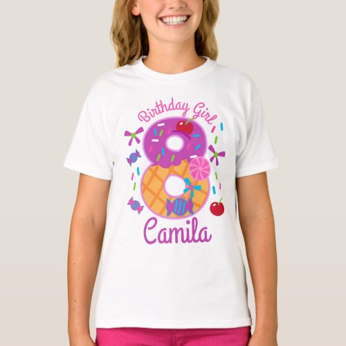 Candyland Birthday Girl Eight lollipop T_Shirt